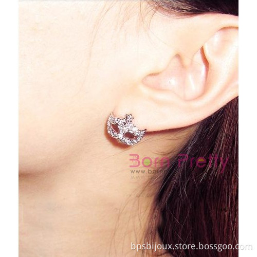 Earrings Bling Rhinestone Cute Bohemia Mask Mini Flower Design – 1 Pair